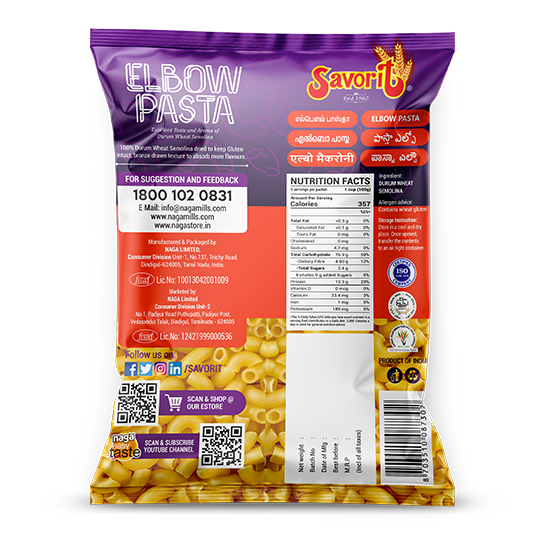 Savorit Durum Wheat Pasta 500g (Elbow)